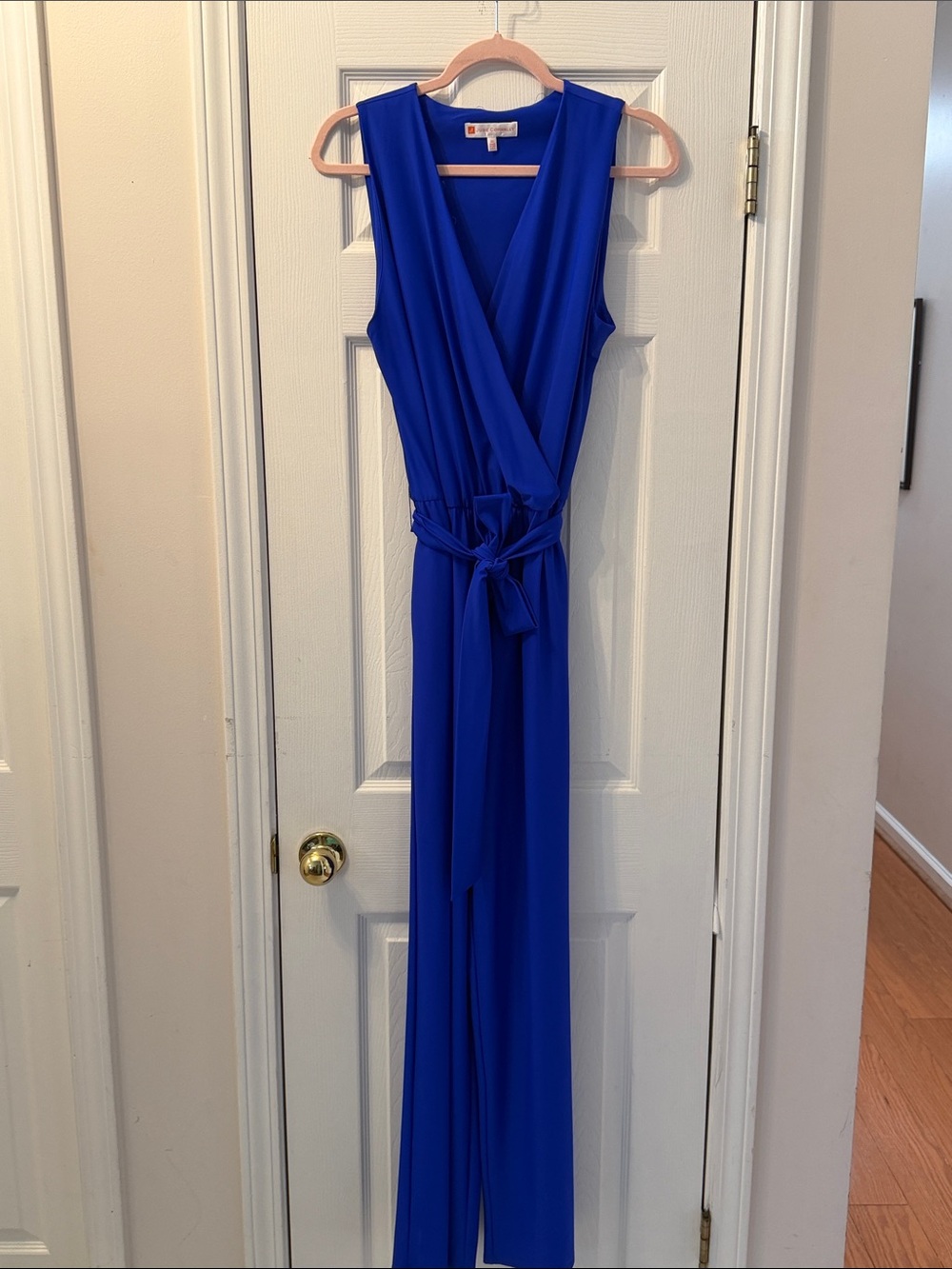 Jude Connally Cobalt Blue Sleeveless Wrap Wide-Leg Jumpsuit